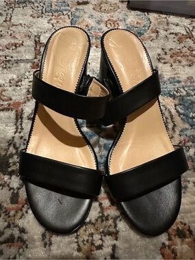 J. Crew Classic Black Block Heel Sandals - Women 8